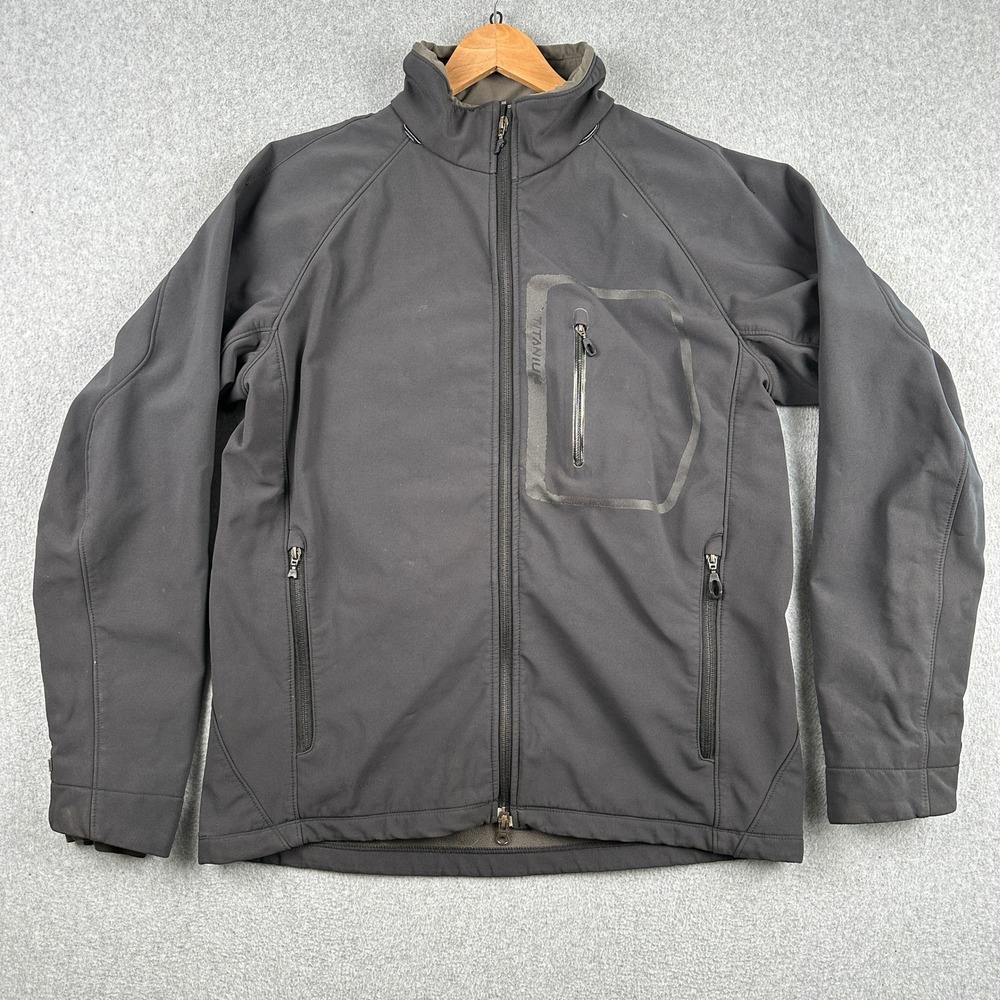 Columbia Jacket Mens L Black Titanium‎ Softshell Full Zip Outdoor Hiking Coat